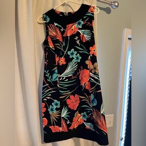 Kim Roger Black Orange Tropical Women Size 6 Sleeveless Dress